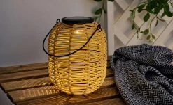 Solar-Tischleuchte, Laterne´ Rattan beige