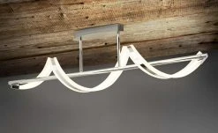 Trio LED-Deckenleuchte, chrom, Acryl geschwungen