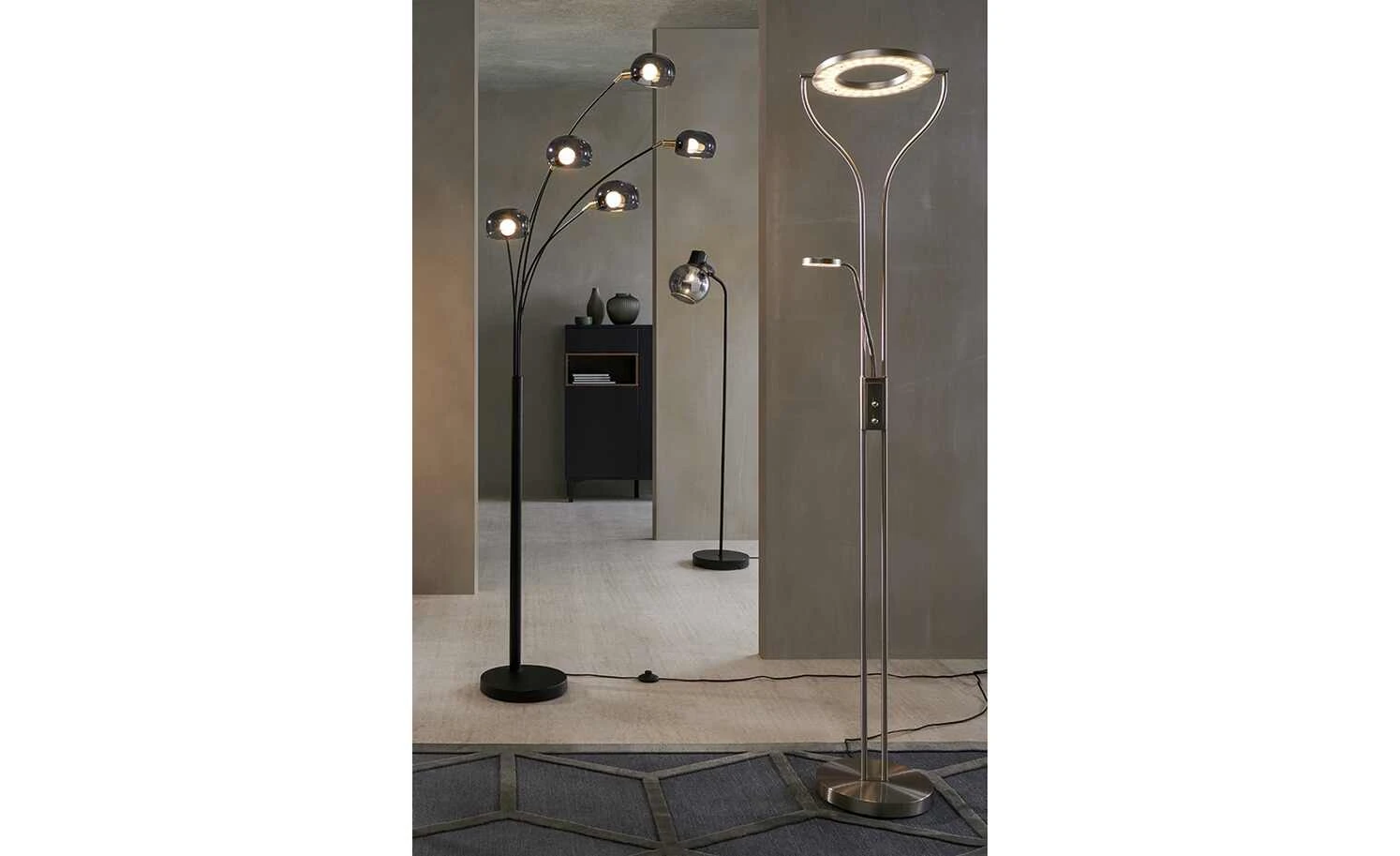 Meisterleuchten LED-Deckenfluter, 2-flammig Chrom