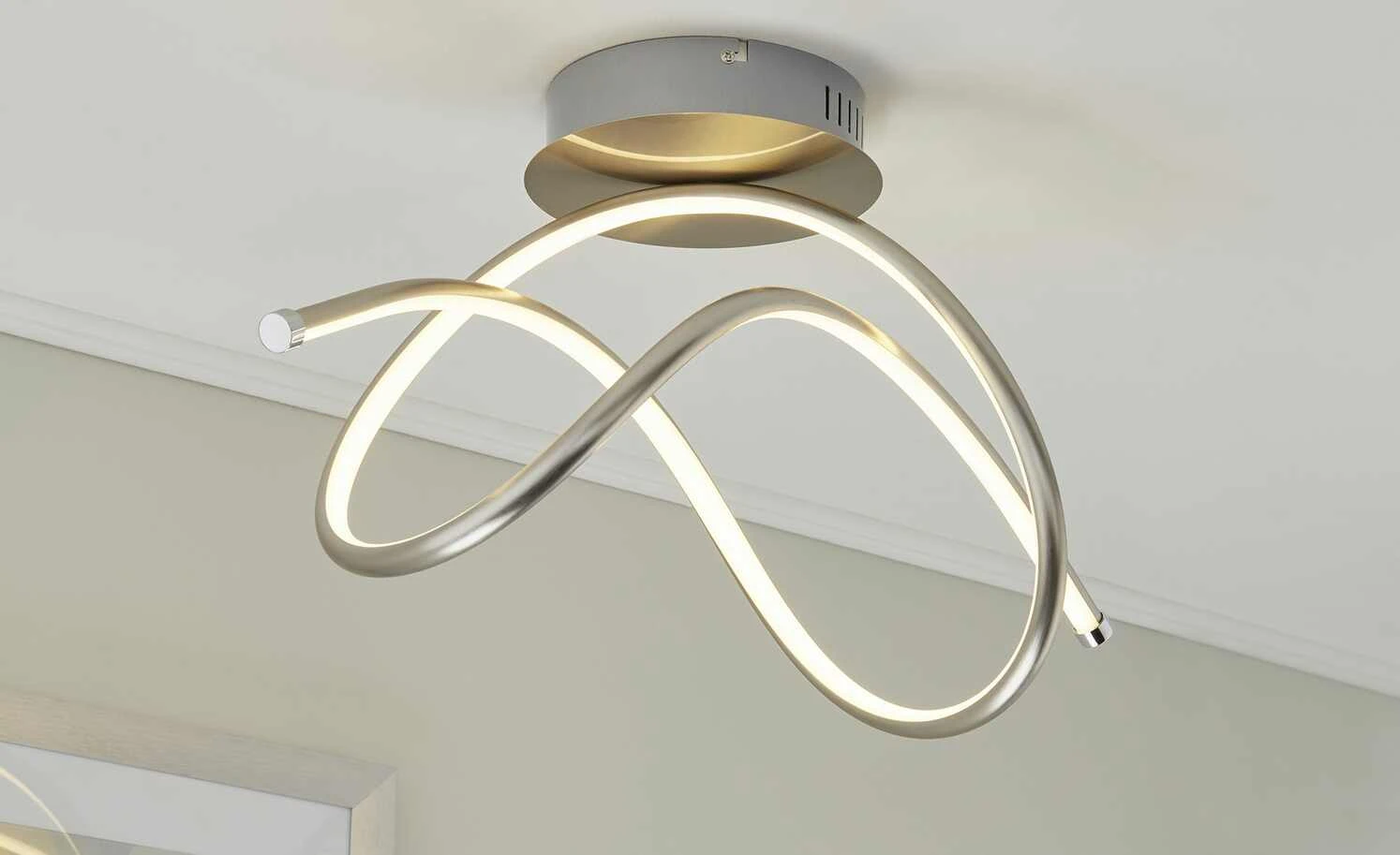 Paul Neuhaus LED-Deckenleuchte, Nickel-matt, geschwungen