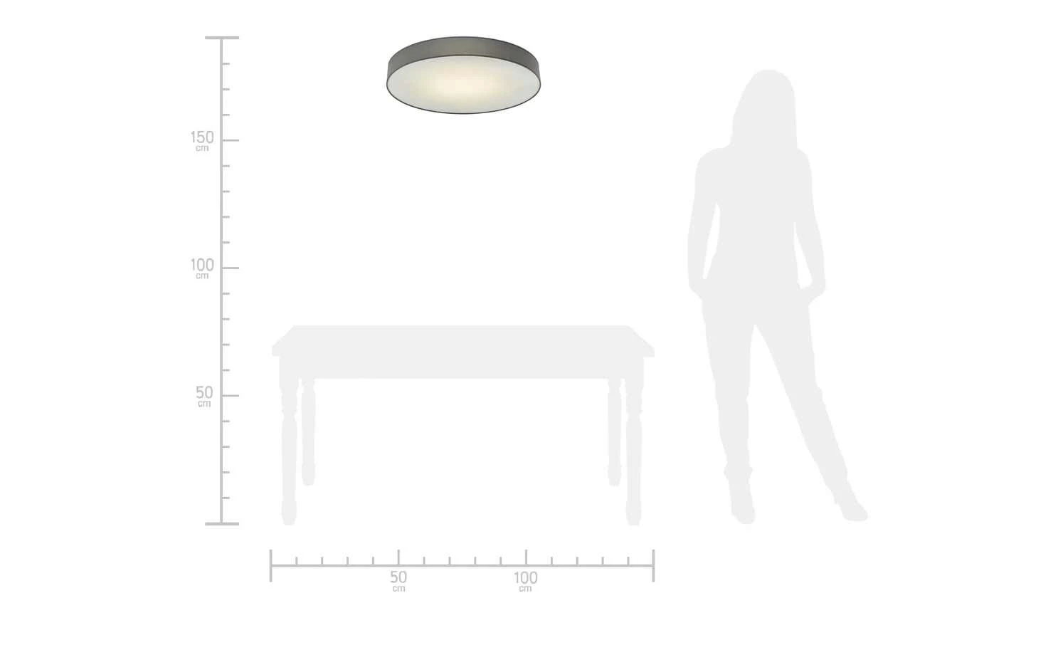 KHG LED-Deckenleuchte, mit Stoffschirm grau – Bild 4