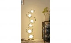 Meisterleuchten Stehleuchte, 6-flammig, Nickel-matt mit Glaskugeln