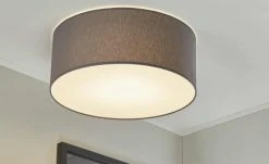 LED-Deckenleuchte, 1-flammig, Stoff grau