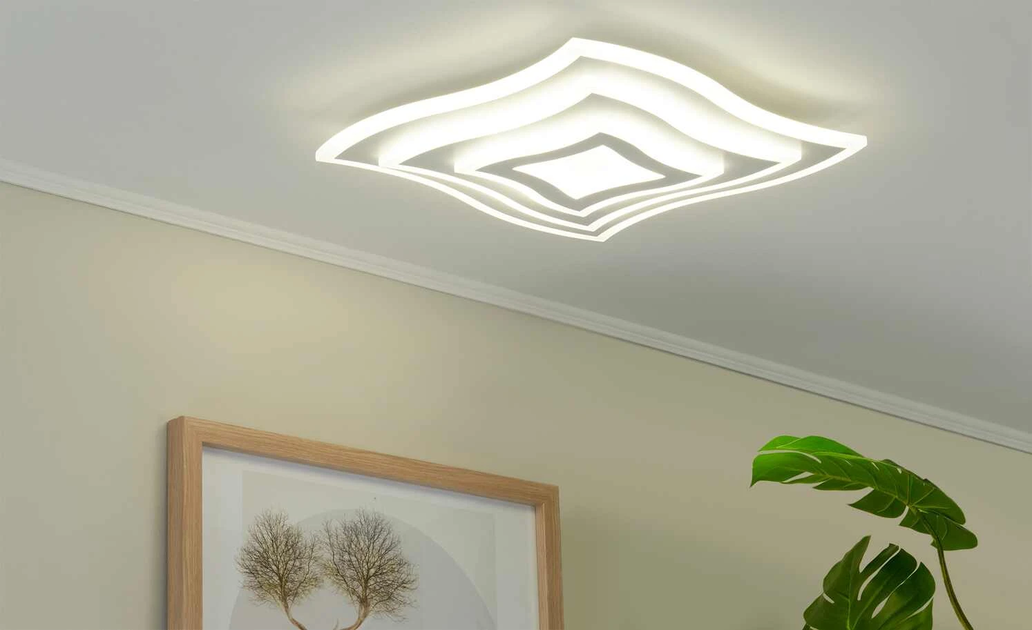 Fischer-Honsel LED-Deckenleuchte weiß ´quadratisch geschwungen` – Bild 3