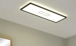 LED-Deckenleuchte, schwarz mit Hintergrundbeleuchtung