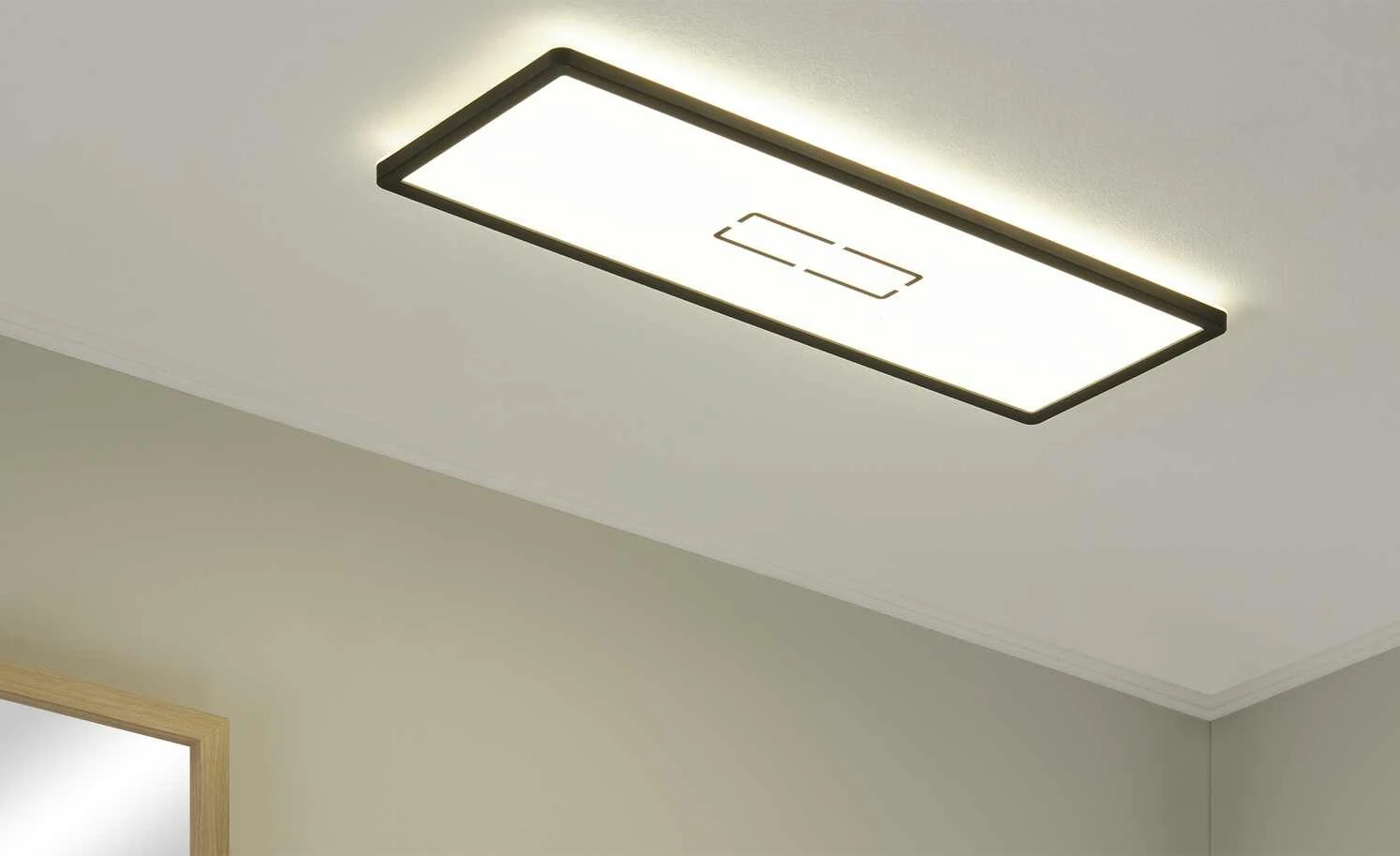 LED-Deckenleuchte, schwarz mit Hintergrundbeleuchtung