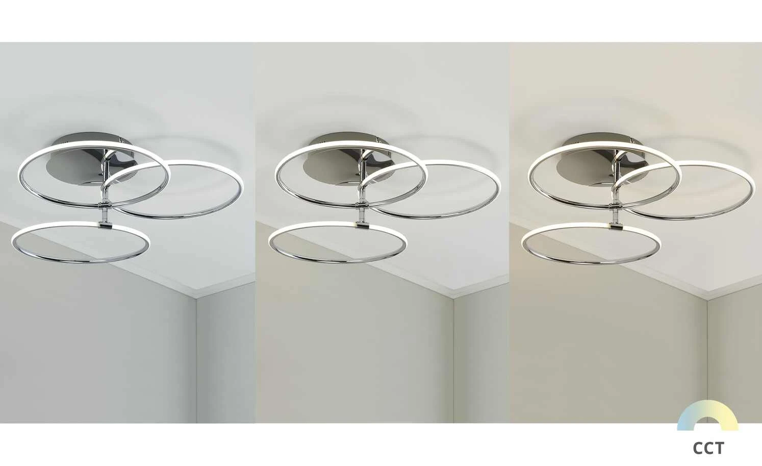 KHG LED-Deckenleuchte, 3-flammig, chrom `Ringe´ – Bild 2