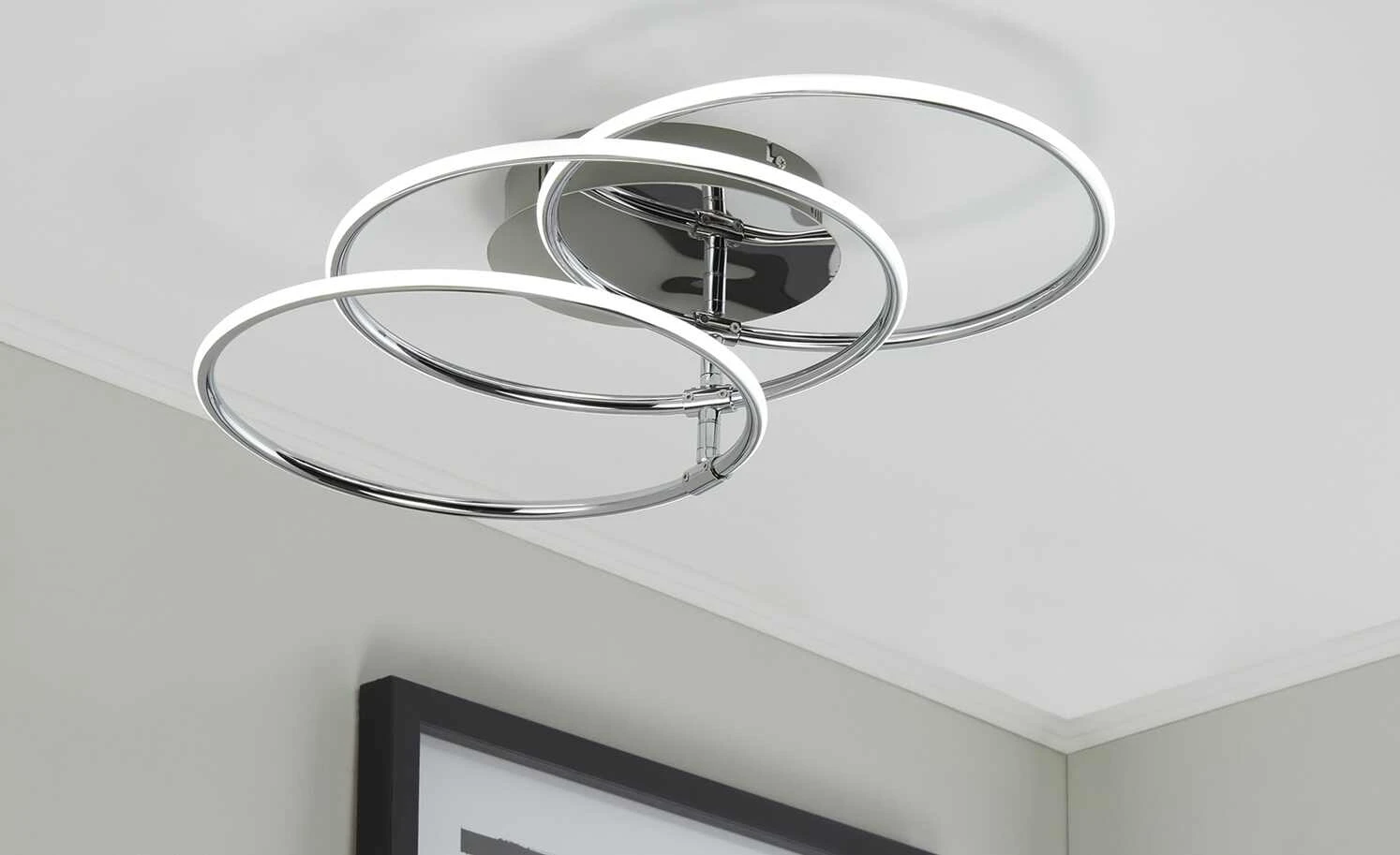 KHG LED-Deckenleuchte, 3-flammig, chrom `Ringe´