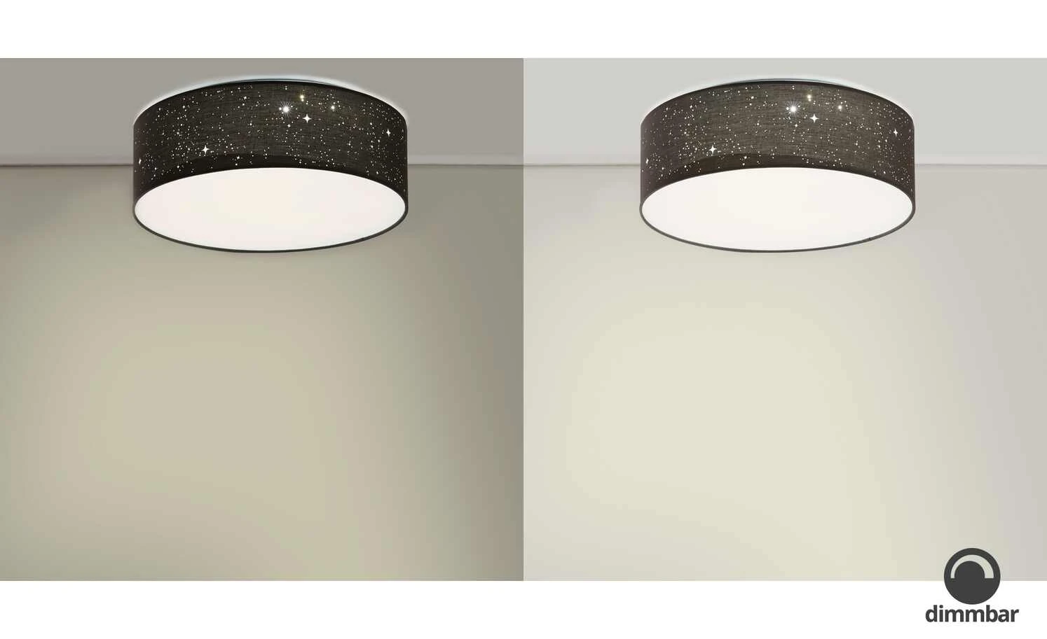 KHG LED-Deckenleuchte, Stoffschirm grau mit Glitzereffekt – Bild 2