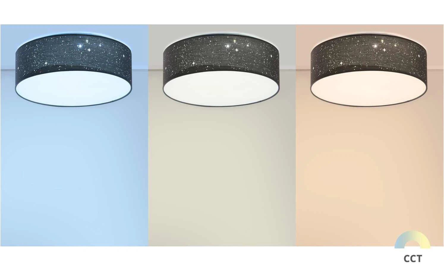 KHG LED-Deckenleuchte, Stoffschirm grau mit Glitzereffekt