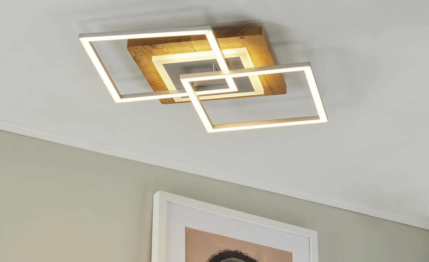 LED-Deckenleuchte, 2-flammig, Asteiche