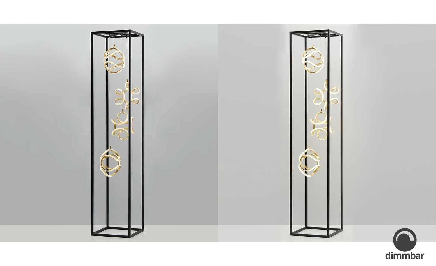 Fischer-Honsel LED-Stehleuchte, schwarz/Blattgold