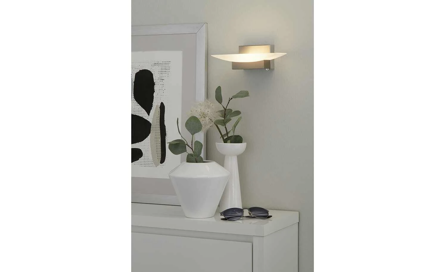 Fischer-Honsel LED-Wandleuchte, Nickel-matt mit Taster – Bild 3