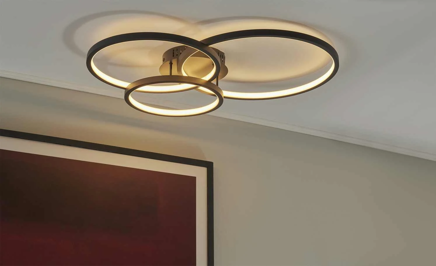 Trio Deckenleuchte, anthrazit, Kreise, WiZ-Connected | Schwarz – Bild 4