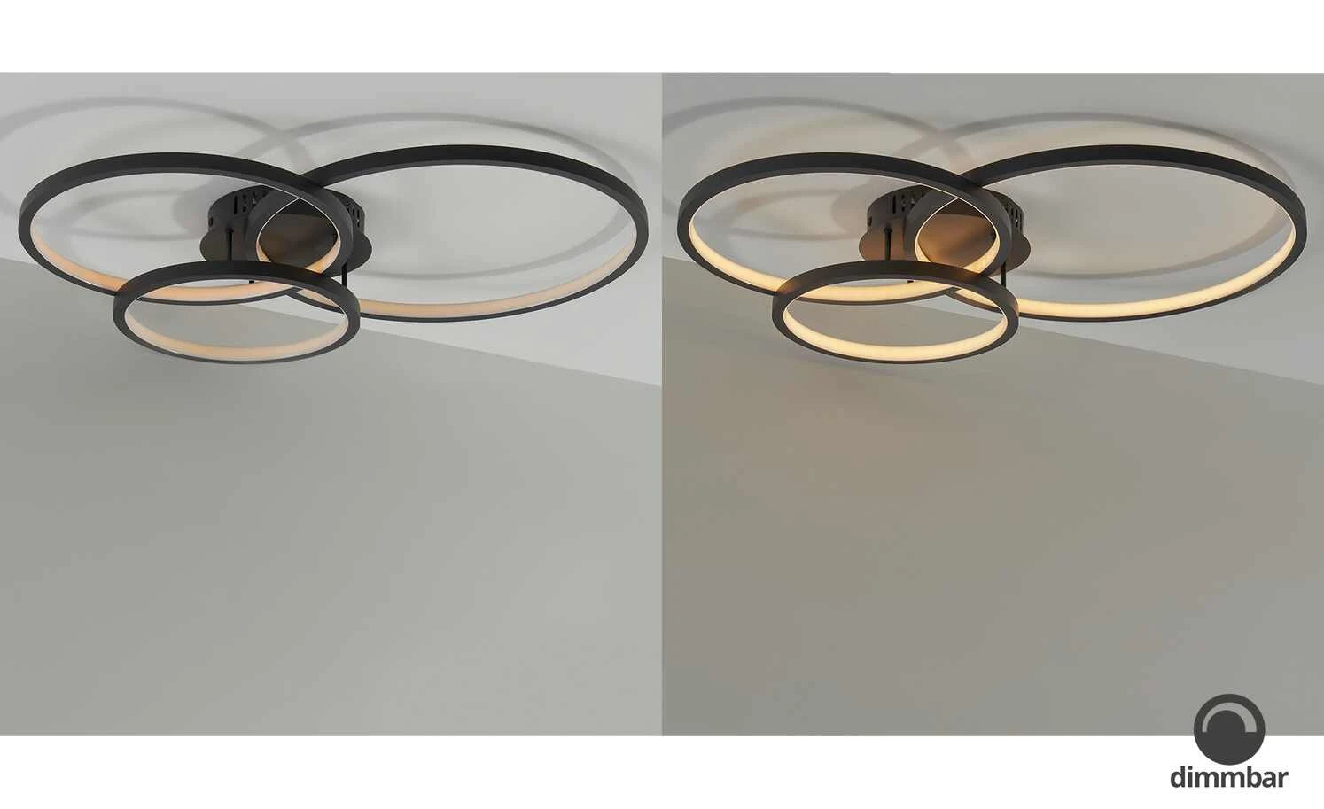Trio Deckenleuchte, anthrazit, Kreise, WiZ-Connected | Schwarz – Bild 2