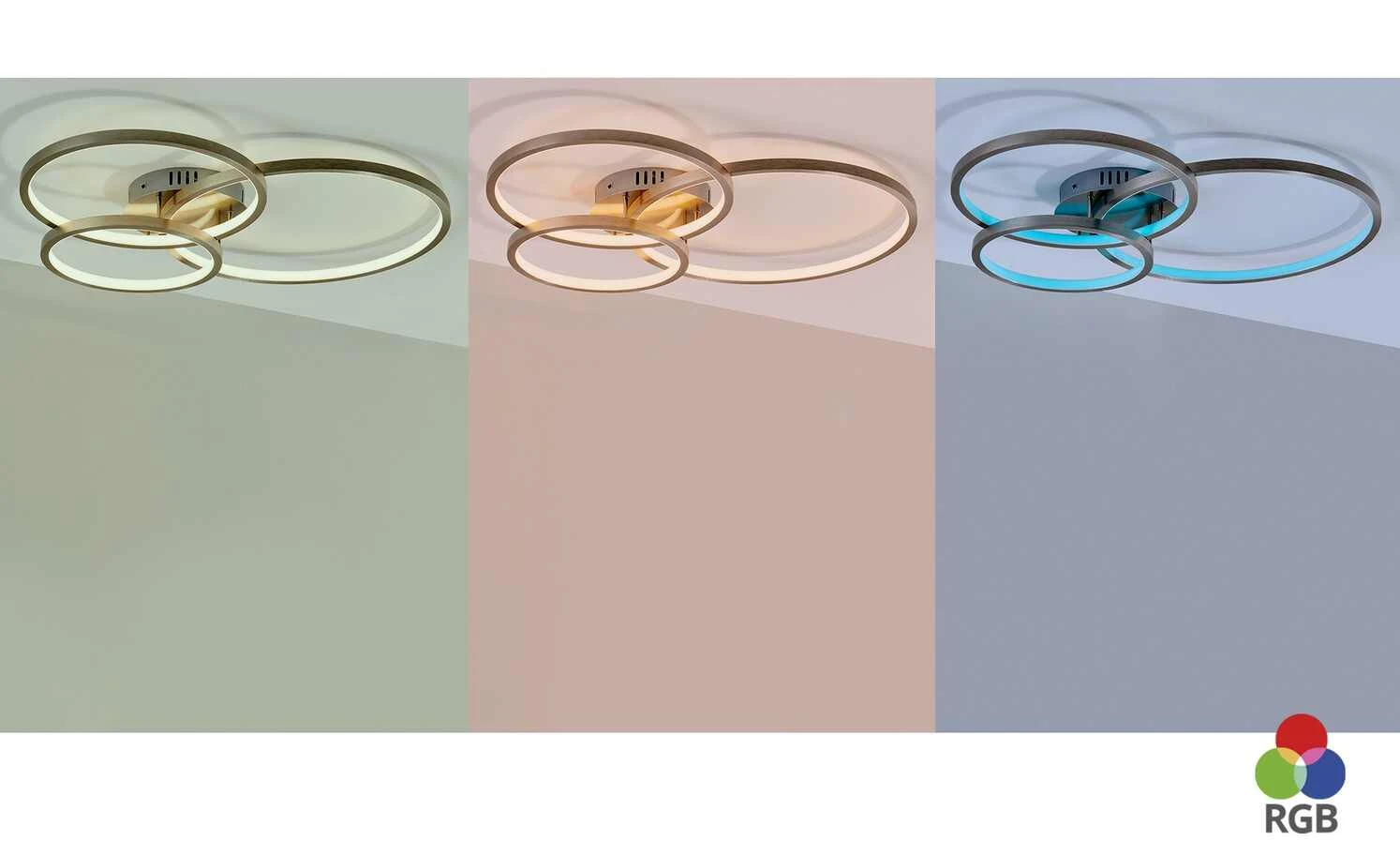 Trio Deckenleuchte, Nickel-matt, Kreise, Wiz-Connected