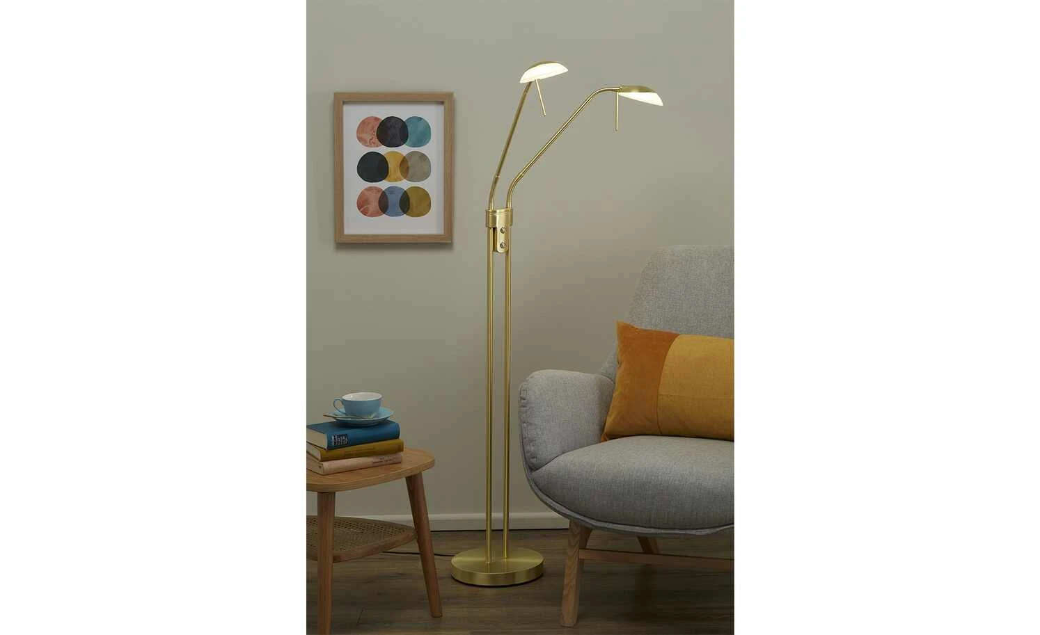 Fischer-Honsel LED-Lese-Leuchte 2-flammig, messing-matt – Bild 3