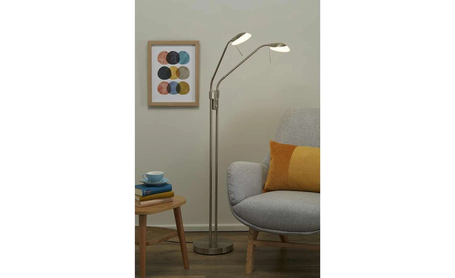 Fischer-Honsel LED-Lese-Leuchte 2-flammig, Nickel-matt – Bild 3