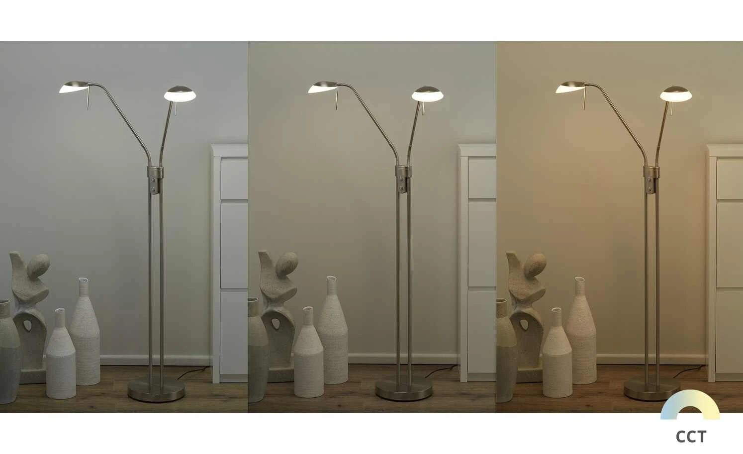 Fischer-Honsel LED-Lese-Leuchte 2-flammig, Nickel-matt – Bild 2