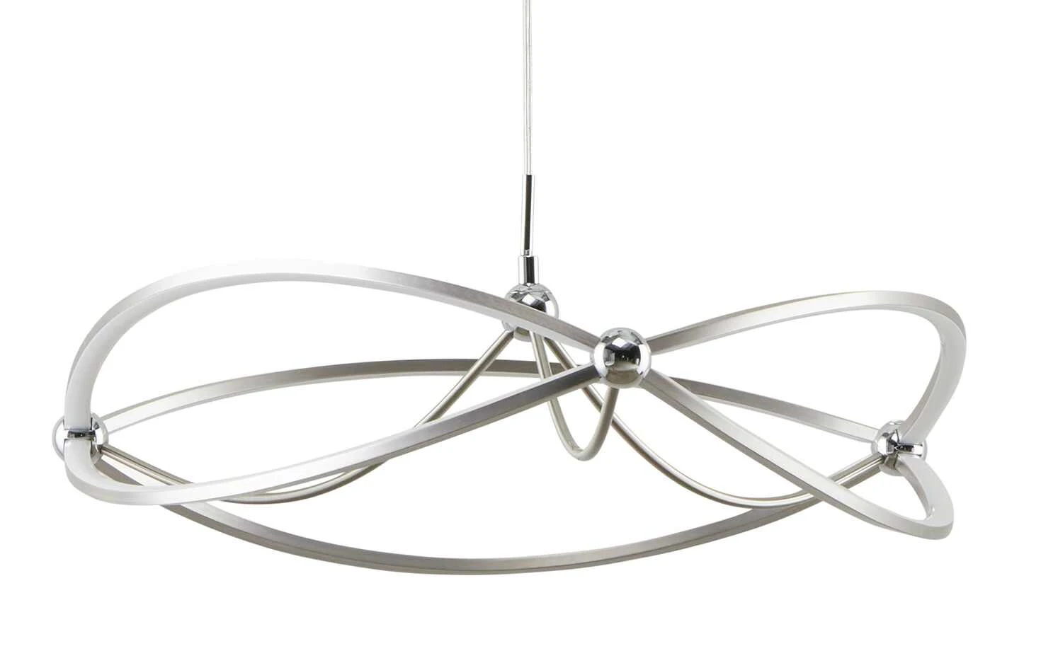 Trio LED-Pendelleuchte Nickel-matt geschwungen | silberfarben, Weiß – Bild 2