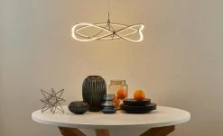 Trio LED-Pendelleuchte Nickel-matt geschwungen | silberfarben, Weiß