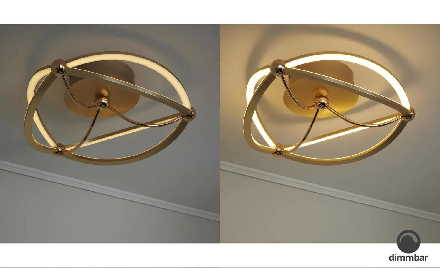 Trio LED-Deckenleuchte, messing-matt, geschwungen | messingfarben – Bild 7