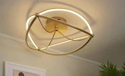 Trio LED-Deckenleuchte, messing-matt, geschwungen ´groß´ | messingfarben