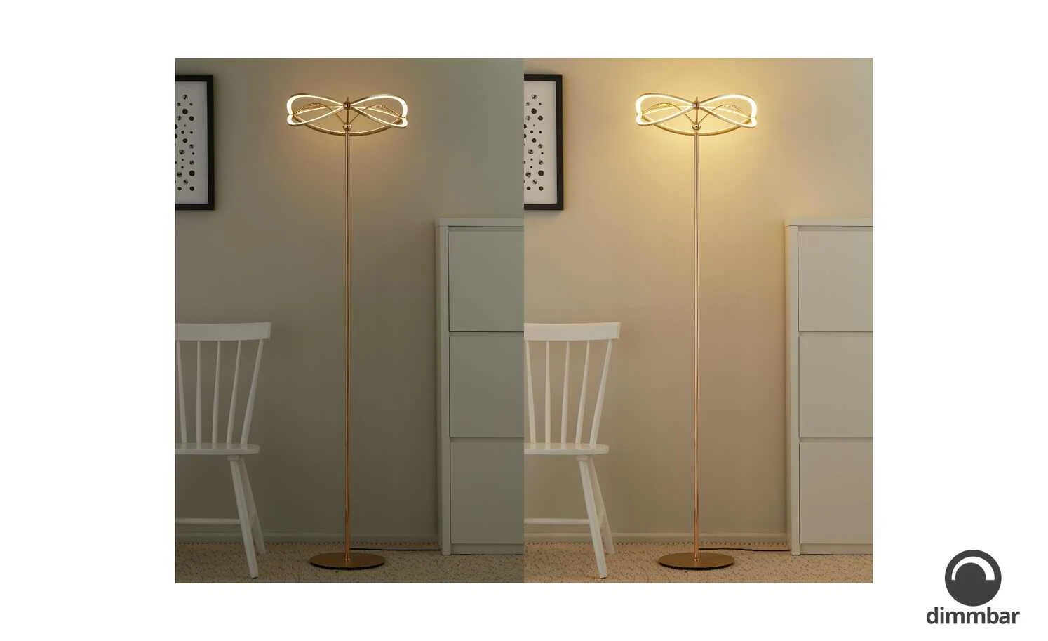 Trio LED-Stehleuchte, messing-matt, geschwungen | messingfarben – Bild 8