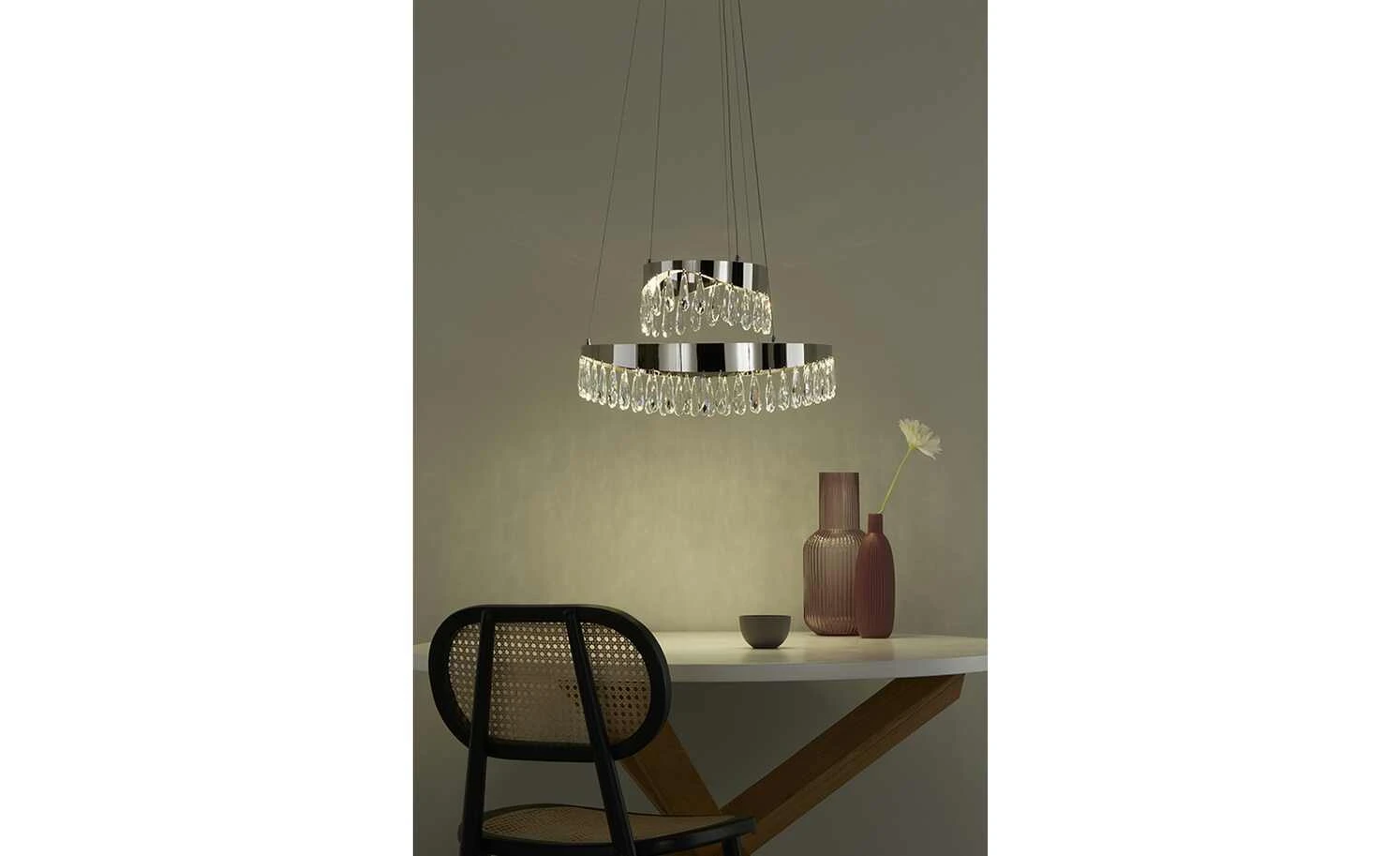 KHG LED-Kristall-Pendelleuchte, chrom