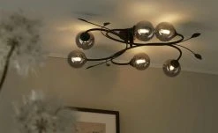 KHG LED-Deckenleuchte, 6-flammig, schwarz/Rauchglas