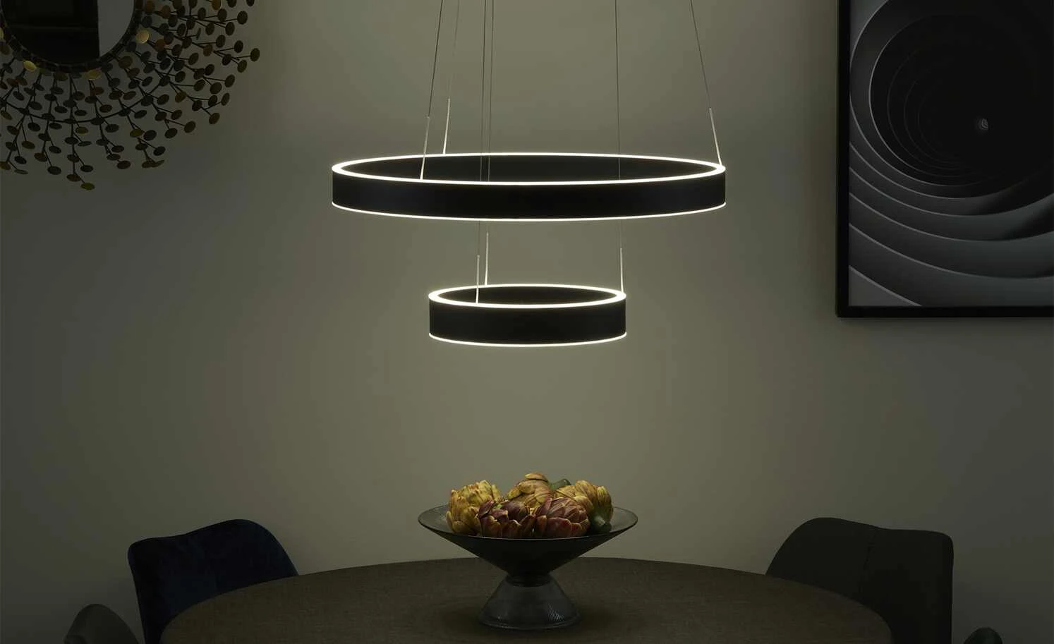 B-Leuchten LED-Pendelleuchte, schwarz `Ringe´ – Bild 3