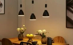 B-Leuchten LED-Pendeleuchte, 3-flammig, schwarz mit indirekter Beleuchtung