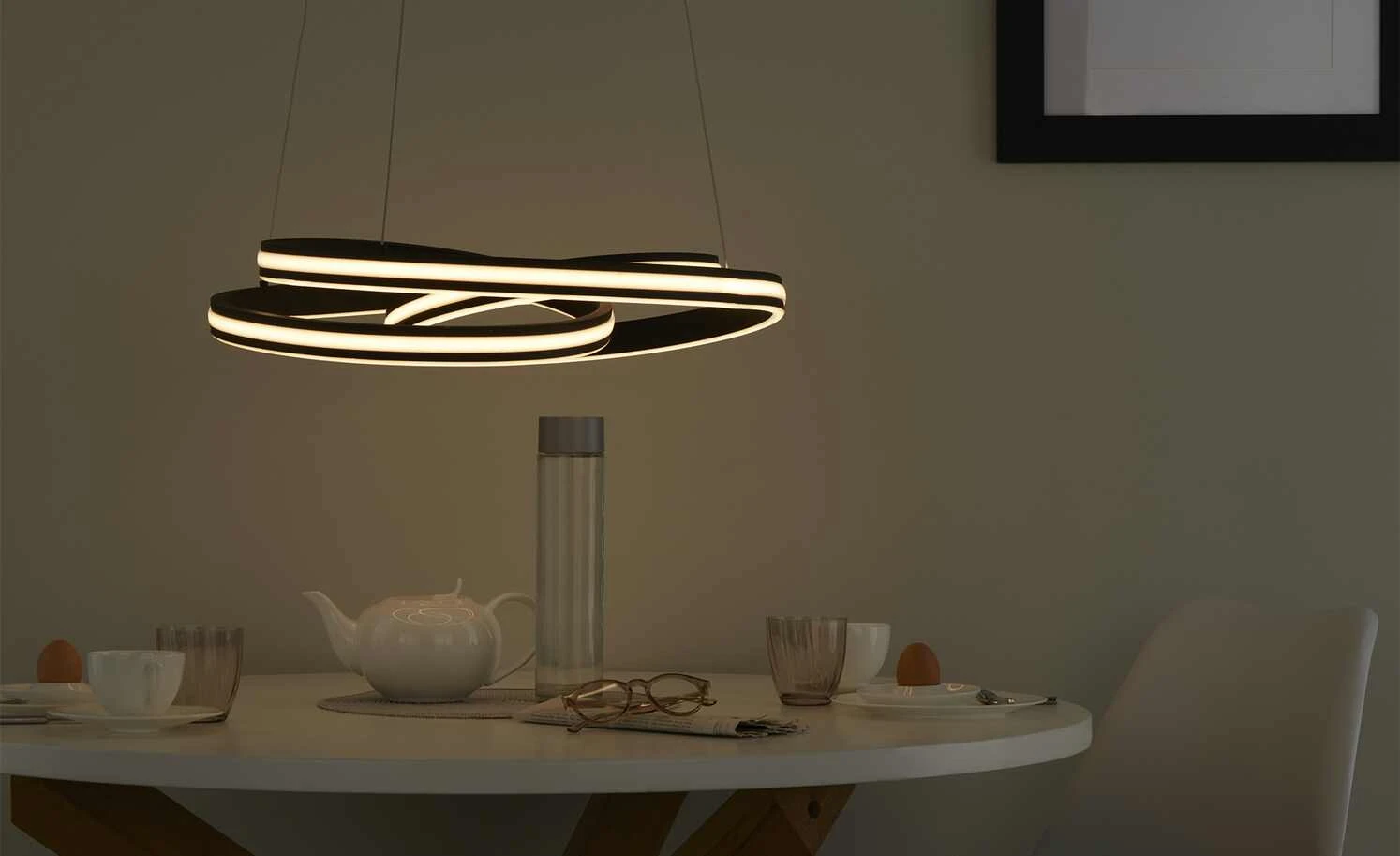 Trio LED-Pendelleuchte, schwarz ´gedreht´ – Bild 3