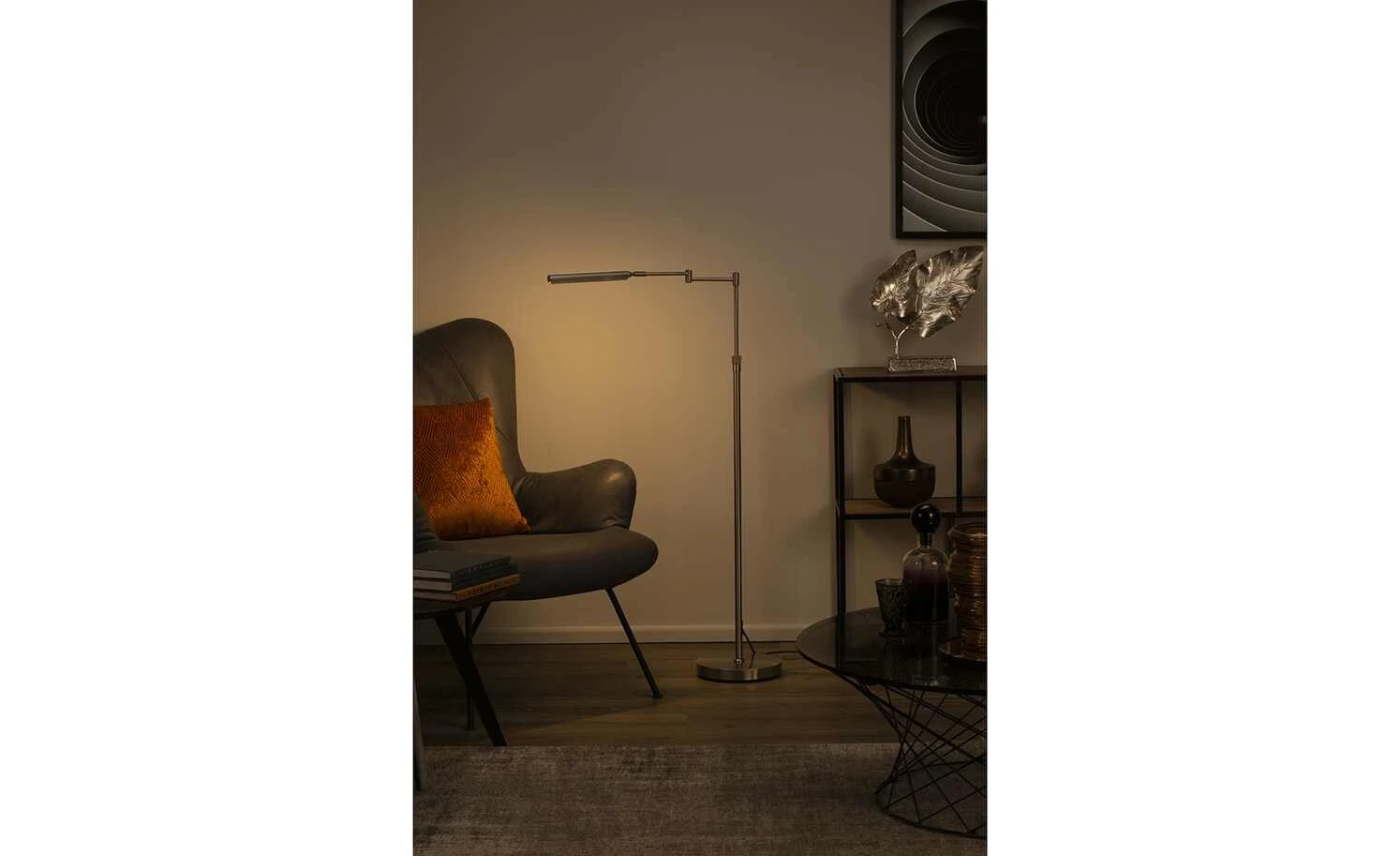 Fischer-Honsel LED-Stehleuchte Nickel matt höhenverstellbar – Bild 3