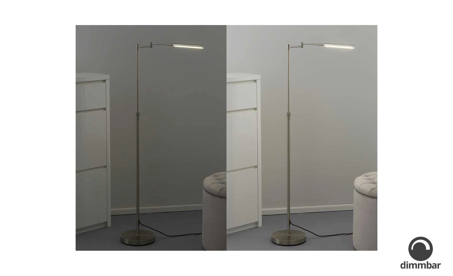 Fischer-Honsel LED-Stehleuchte Nickel matt höhenverstellbar