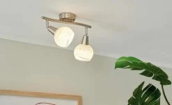 Deckenstrahler, 2-flammig, Glas weis/transparent