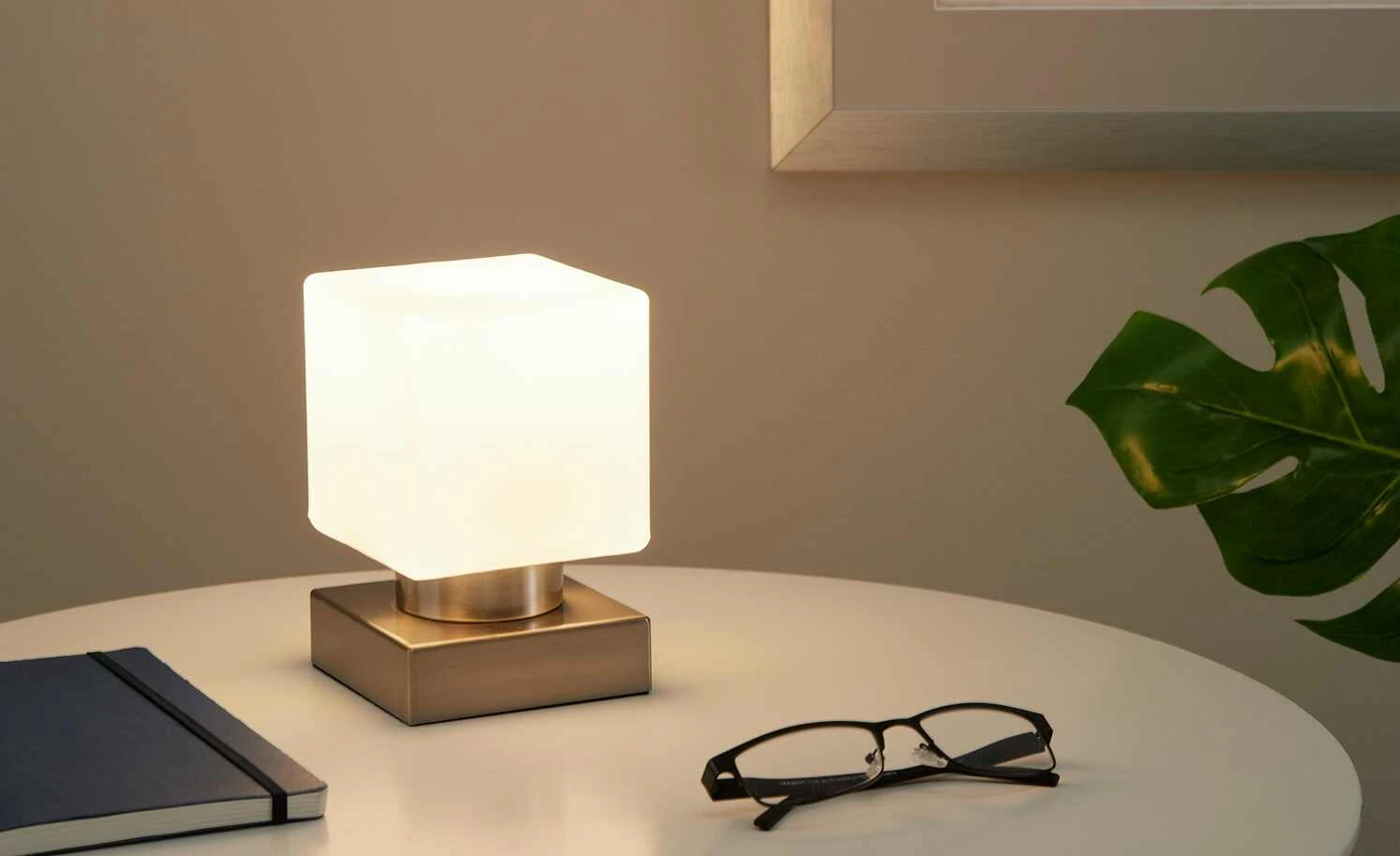 Tischleuchte, 1-flammig Nickel-matt `Kubus`