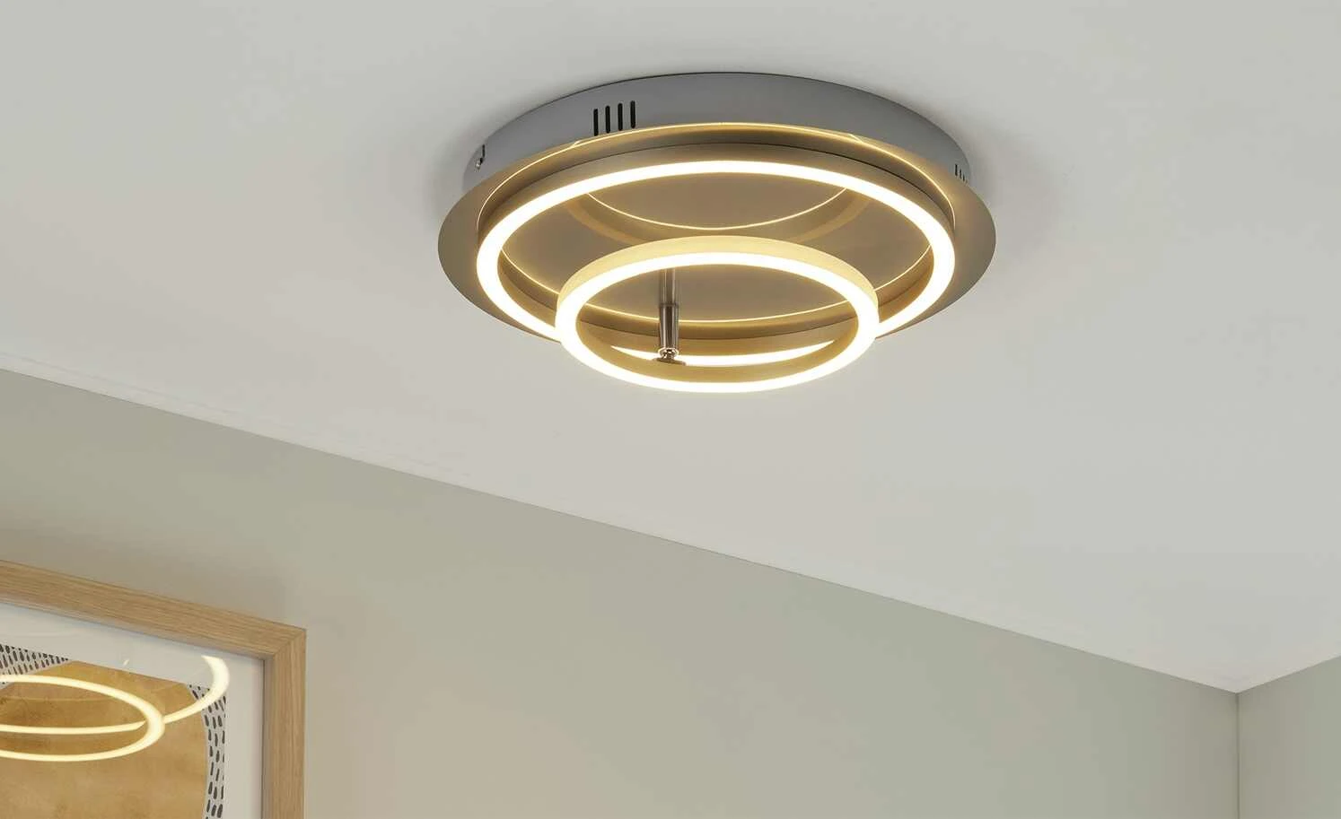 Meisterleuchten LED-Deckenleuchte, 2-flammig, chrom ´2 Ringe´